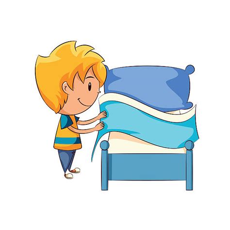 Man having infusion outline vector icon. . Make bed clipart